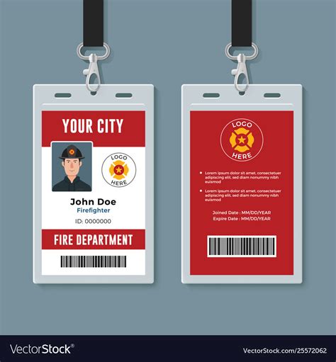 Firefighter Id Badge Design Template Royalty Free Vector
