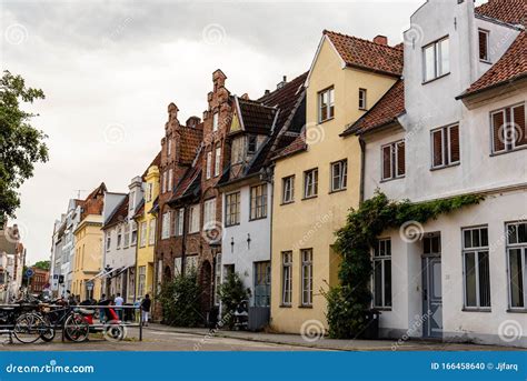 Scenic View Of Beautiful Brick Houses In Historic Centre Of Lubeck