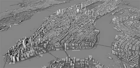 Satellite View Of New York City Map 3d Buildings 3d Rendering Stock