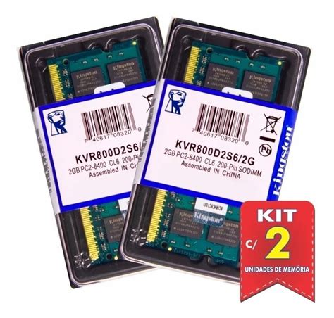 Kit Com 2 Memórias Ram 2gb Kingston Ddr2 800 Mhz Notebook Mercado Livre