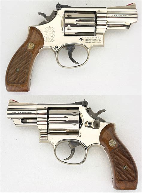 Smith And Wesson Sandw Model 19 4 Nickel Finish Combat Magnum 375 Revolver