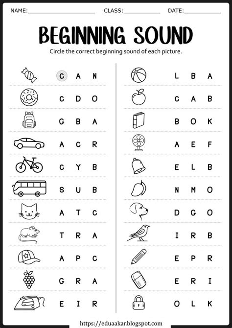 Free Printable Kindergarten Worksheets Alphabet Sound Activities