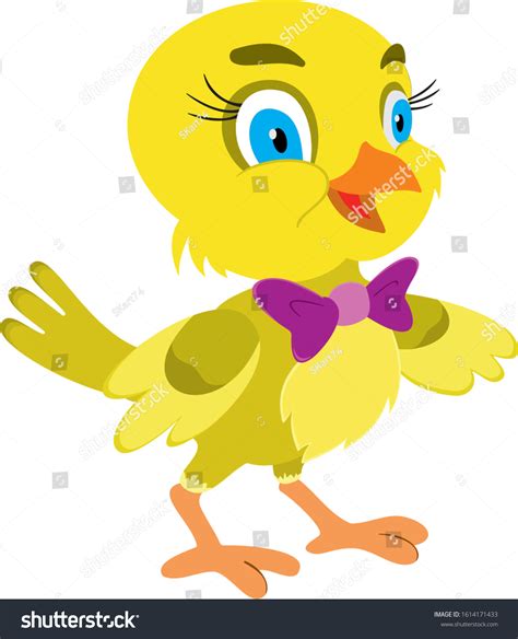 Cute Little Yellow Bird Cartoon Colored Stock Vector Royalty Free