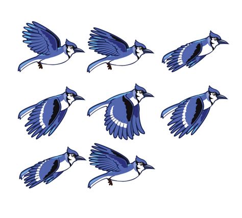 Blue Jay Cartoon Jeu Caractère Animation Sprite Vecteur Premium