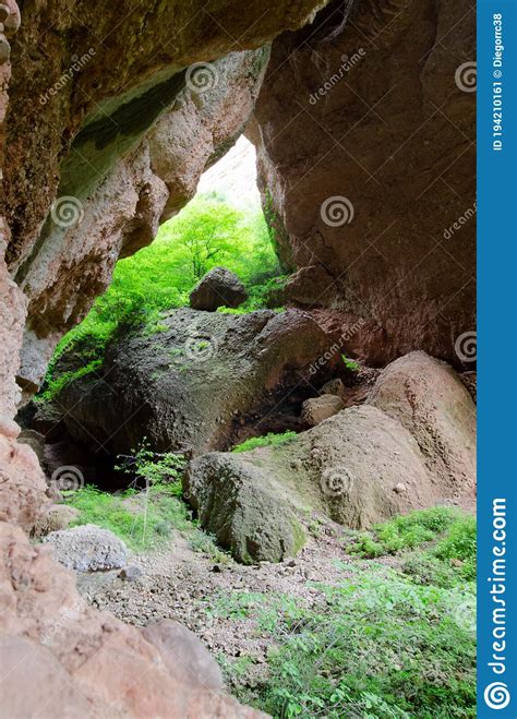 Cave In The Nature In The Rainforest With A Rock Hole In The Mountain