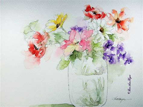 Still Life Watercolor Flowers Paintings Simple Watercolor Flowers