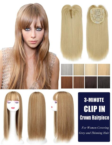 Synthetic Hair Toppers For Women 22 Long Straight Clip On Crown Wiglet