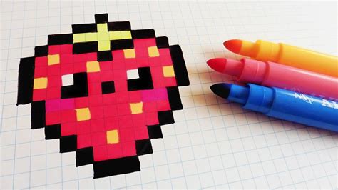 Handmade Pixel Art How To Draw Kawaii Strawberry Pixelart Viyoutube