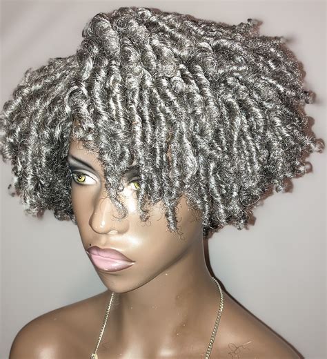 Essence Wigs Gray Kinky Curly Spiral Curl Wig W Lace Parting