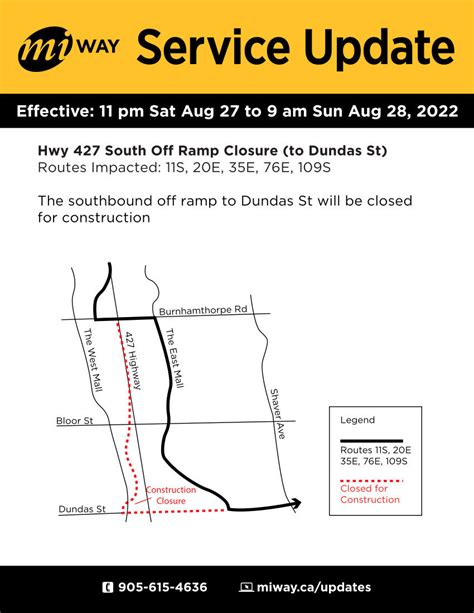 Highway 427 Dundas West Construction Go Miway And Ttc Detours