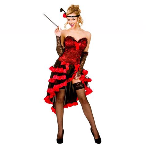 ladies red wild west showgirl saloon girl burlesque fancy dress costume ebay