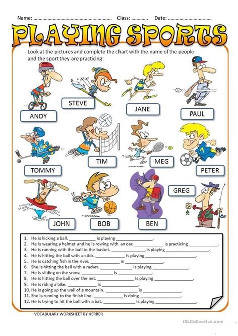 Playing Sports English Esl Worksheets For Distance Learning And