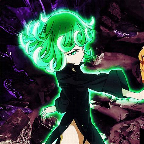 Two Anime Characters Standing Next To Each Other In Front Of Some Rocks And Trees With Green Hair