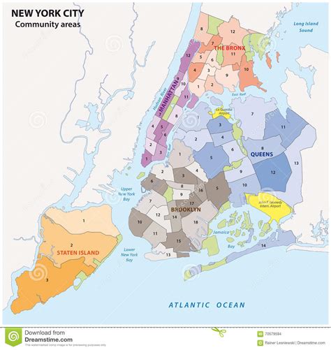 New York City Administrative Map Stock Illustration