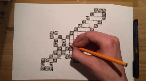 How To Draw Minecraft Sword Speed Drawing Youtube