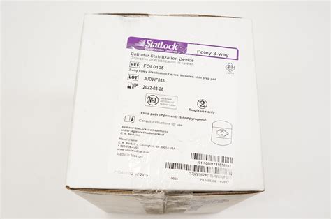 Bard Fol0105 Statlock Foley 3 Way Cath Stabilization Device Box Of