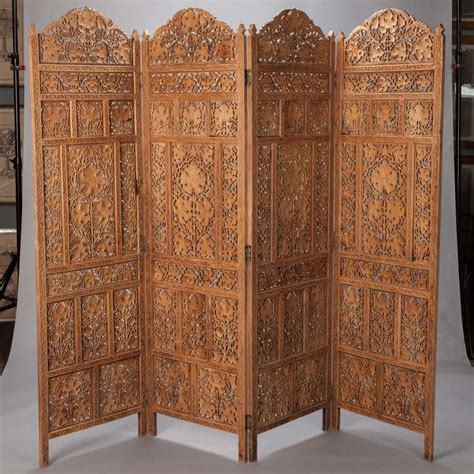 Anglo Indian Elaborately Carved Four Panel Screen For Sale At 1stdibs