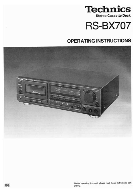 Free Audio Service Manuals Free Download Technics Rsbx 707 Owners Manual