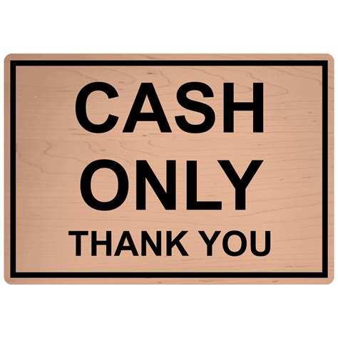 Cash Only Thank You Engraved Sign Egre 15805 Blkoncshw