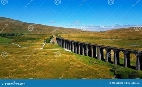 Ribblehead Viaduct At Yorkshire Dales National Park Aerial View