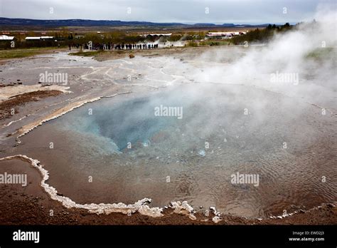 Great Geysir Geyser Geothermal Site Geysir Iceland Stock Photo Alamy