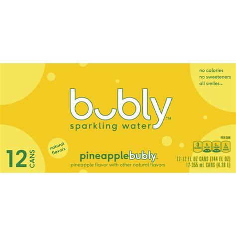 Bubly Sparkling Water Pineapple 12 Fl Oz 12 Count Cans Shop The