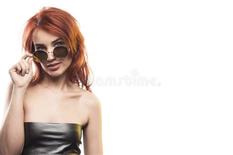 The Redhead Girl In Sunglasses Type 1 Stock Image Image Of Person