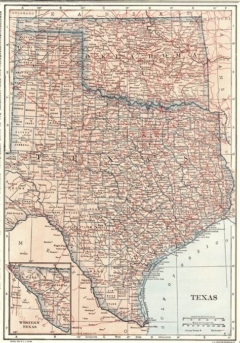1914 Antique Texas Map Oklahoma Map State Map Of Oklahoma Print Gallery