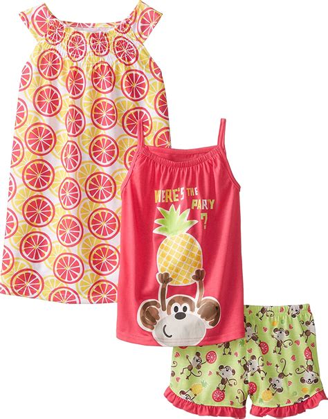 Komar Kids Big Girls Pineapple Party 3 Piece Pajama Set