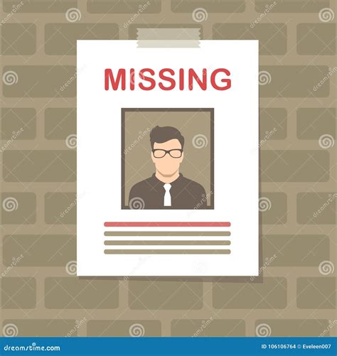 Missing Person Graphic Wanted Poster Lost Anonymous Vector