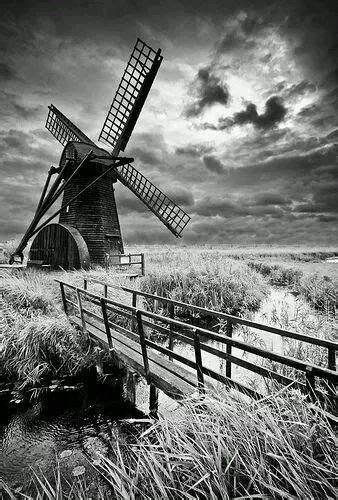 Check Out This Fine Black And White Windmill Photo