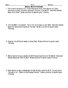 2nd grade money word problems printable worksheets. 2.MD.8- Multi-Step Money Word Problems | Money word problems, Word problems, Word problem worksheets