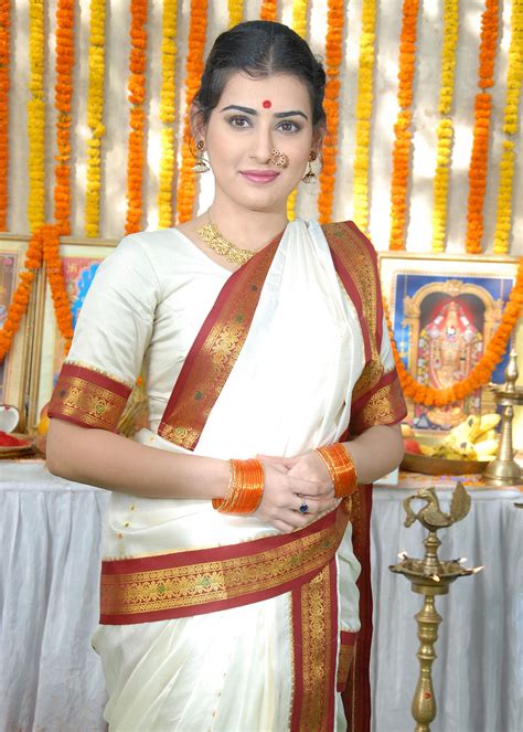 Archana Veda In Traditional White Saree At Mahabhakta Siriyila