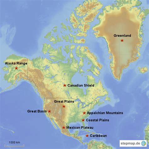 Stepmap North American Landscapes Landkarte Für Nordamerika