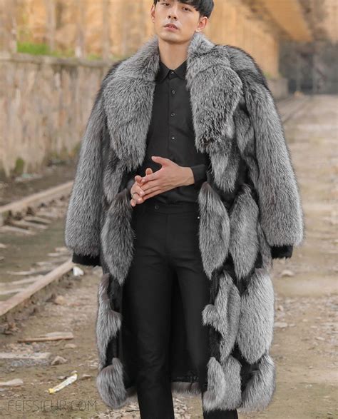 Mens Silver Fox Fur Coat Mens Fur Coat Fur Coat Fox Fur Coat