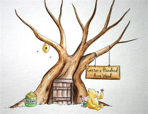 Winnie The Pooh Guest Book Tree Baby Shower X Original Etsy