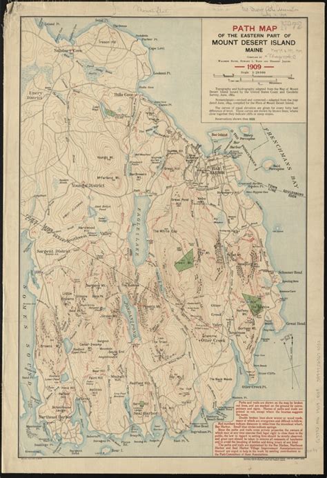 Path Map Of The Eastern Part Of Mount Desert Island Maine Norman B