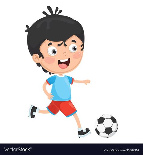 Of Kid Playing Football Vector Image On Vectorstock In