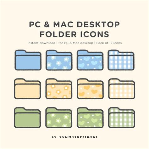 12 Cute Desktop Folder Icons Custom Icons For Mac And Etsy