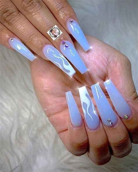 90 Long Acrylic Nails Design Ideas June 2020 Long Acrylic Nail Designs Blue Acrylic Nails