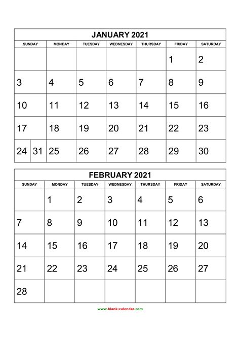 2 Month Calendar 2021 Printable March