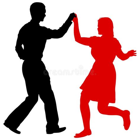 Black Silhouettes Dancing Man And Woman On White Background Stock Vector Illustration Of White