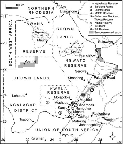 Map Of The Bechuanaland Protectorate Showing The Crown Lands And The