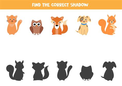 Find The Right Shadow Of Animals Matching Game For Kids 2847510