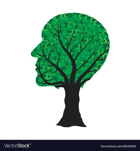 Human Head Tree Isolated On White Royalty Free Vector Image