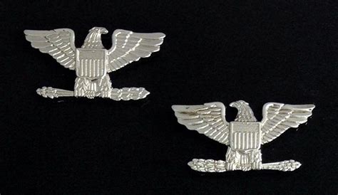 Colonel Eagle Rank Insignia Small In Silver Plating Pair