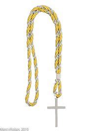 Mercy Robes Premium Two Tone Gold Silver Clergy Cord With Silver Cross Mercy Robes
