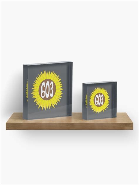 Hand Drawn New Hampshire Sunflower 603 Area Code Acrylic Block By