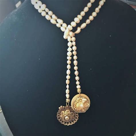This Freshwater Pearl Necklace Is An Assemblage Lariat Using Real Freshwater Pearls Paired Wit