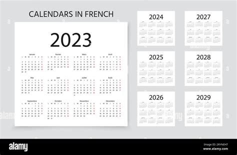 French Calendars For 2023 2024 2025 2026 2027 2028 2029 Years
